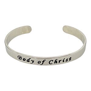 New Cuff Bracelet "Body of Christ" Silver Tone Religious Christian Jewelry 3X